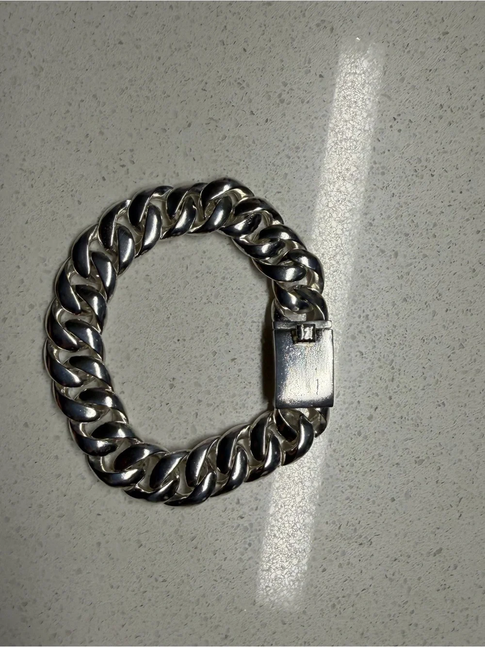 925 Sterling Silver Cuban Link Bracelet 8.75” 15mm Heavy Men’s Box Clasp